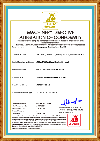 directiva de maquinaria certificado de conformidad